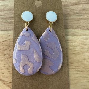 Purple polymer clay earring.